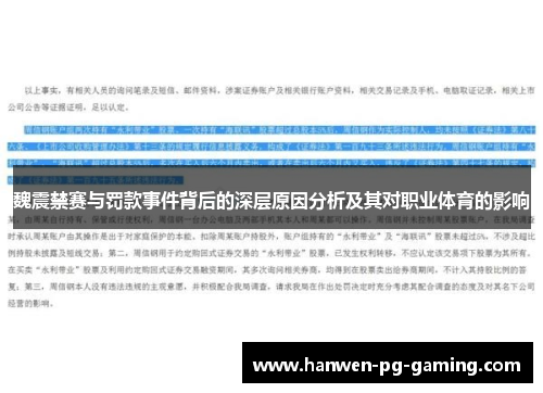 魏震禁赛与罚款事件背后的深层原因分析及其对职业体育的影响