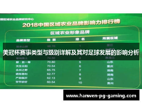 美冠杯赛事类型与级别详解及其对足球发展的影响分析